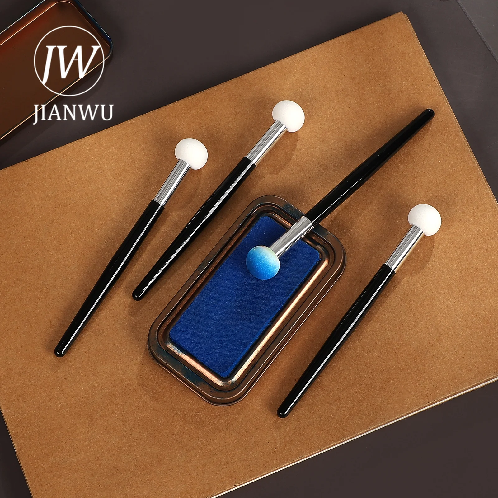 JIANWU 5 Pcs/set Vintage Mini Steamed Bun Shaped Material Collage Sponge Brush Creative DIY Journal Student Supplies Stationery