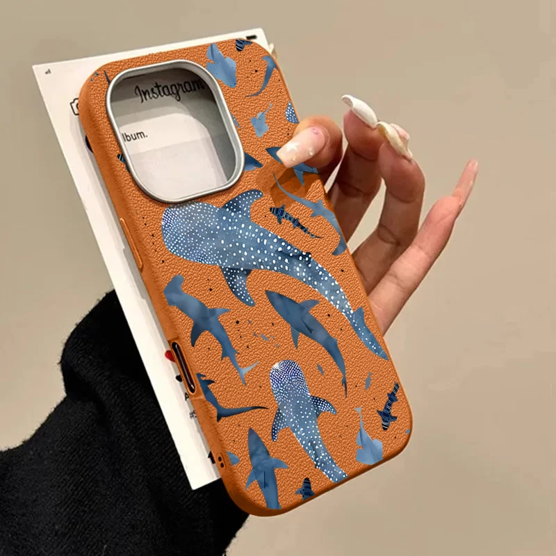 Кожаный чехол из ТПУ с принтом кита для iPhone 16 15 Pro Max 15 14 Plus 13 12 Pro Max 11, противоударный мягкий силиконовый чехол для телефона
