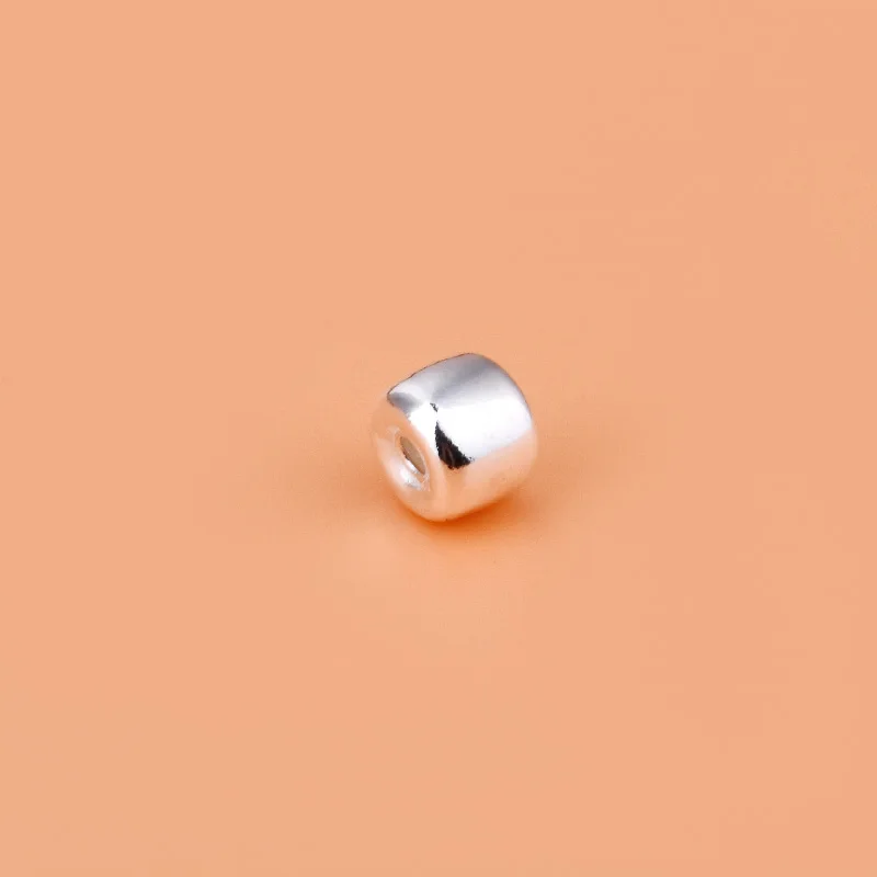 5PCS 925 sterling silver bead cylindrical bead gasket handmade DIY materials to make bracelet necklace jewelry accessories