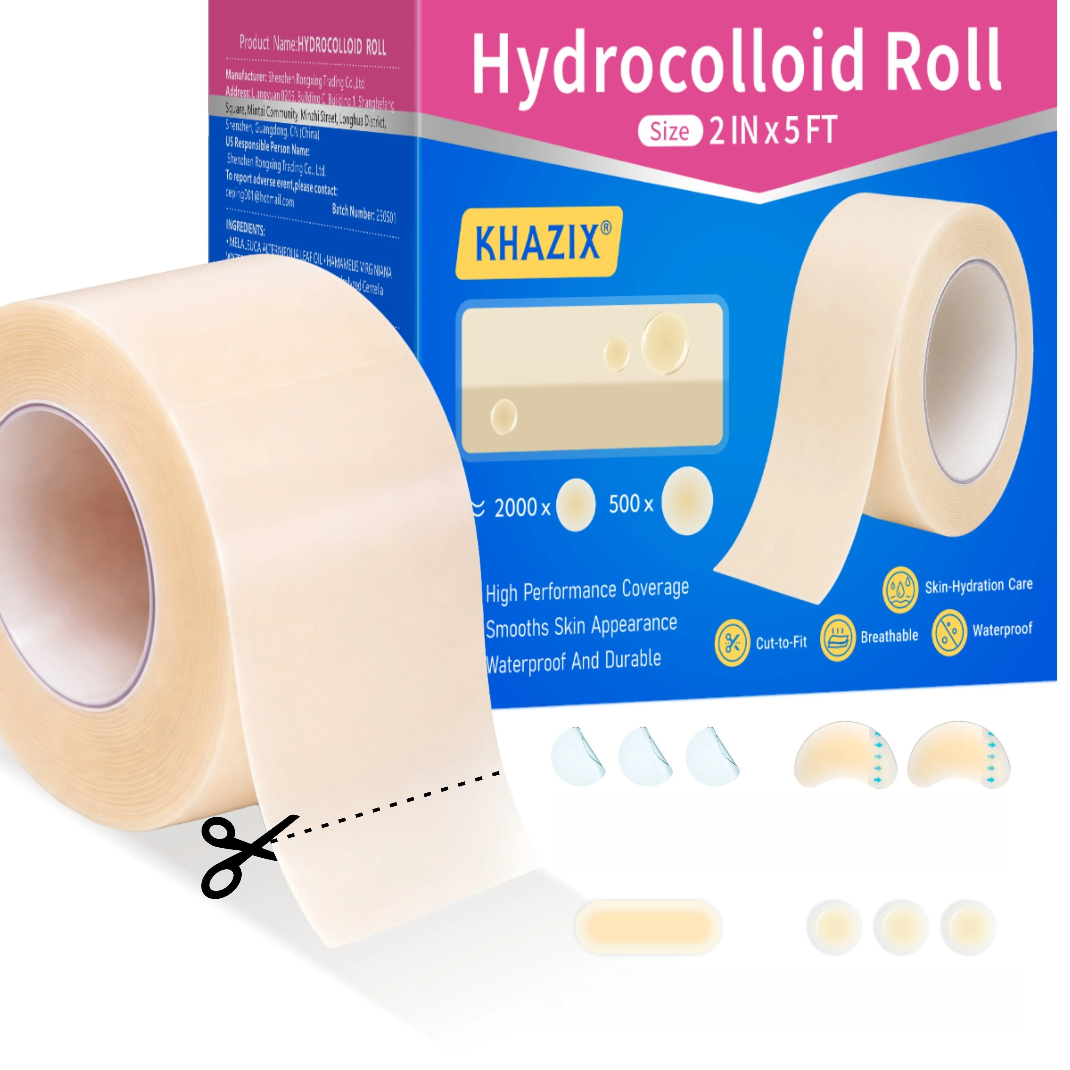 1roll Hydrocolloid Pimple Cover Patch Roll Cut to Size Invisible Acne Sticker Transparent Face Spot Tape for Blemish Care