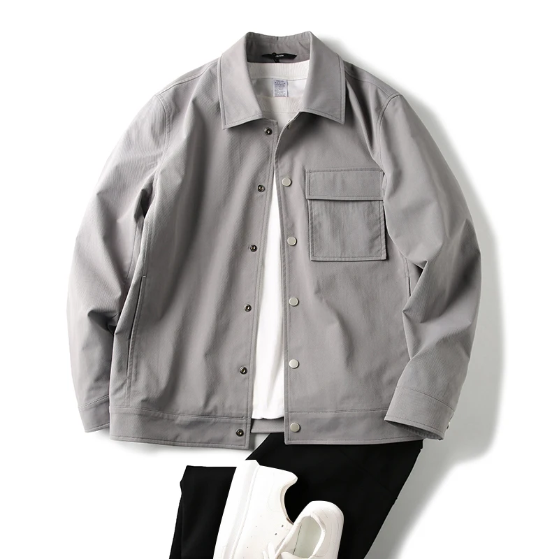 

Trade King Men's Faionable Plaid Texture Jaet Collared Coat Functional Workwear Sle Stand Fit Long Sve Polyester