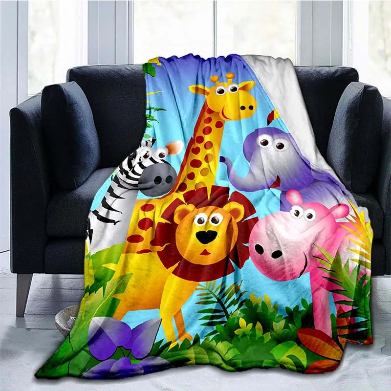 1pc Animals Pattern Blanket, Flannel Fabric Soft & WarmBlanket For Living Room & Bedroom, Home Decor Travel