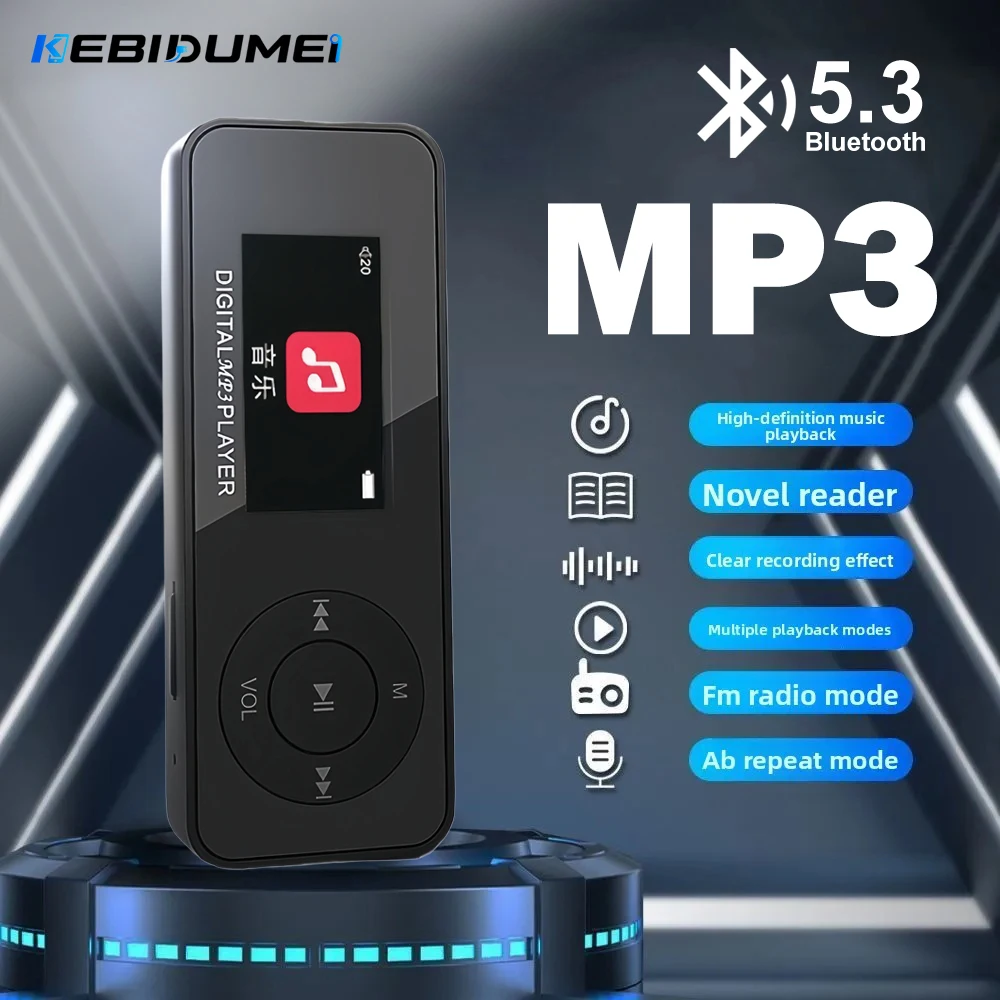 Reproductor MP3 KEBIDUMEI con Bluetooth 5.3, Reproductor de Música HiFi sin Pérdidas, Walkman para Estudiantes, para Correr y Montar en Bicicleta, con Altavoz Integrado, Radio FM y Libro Electrónico