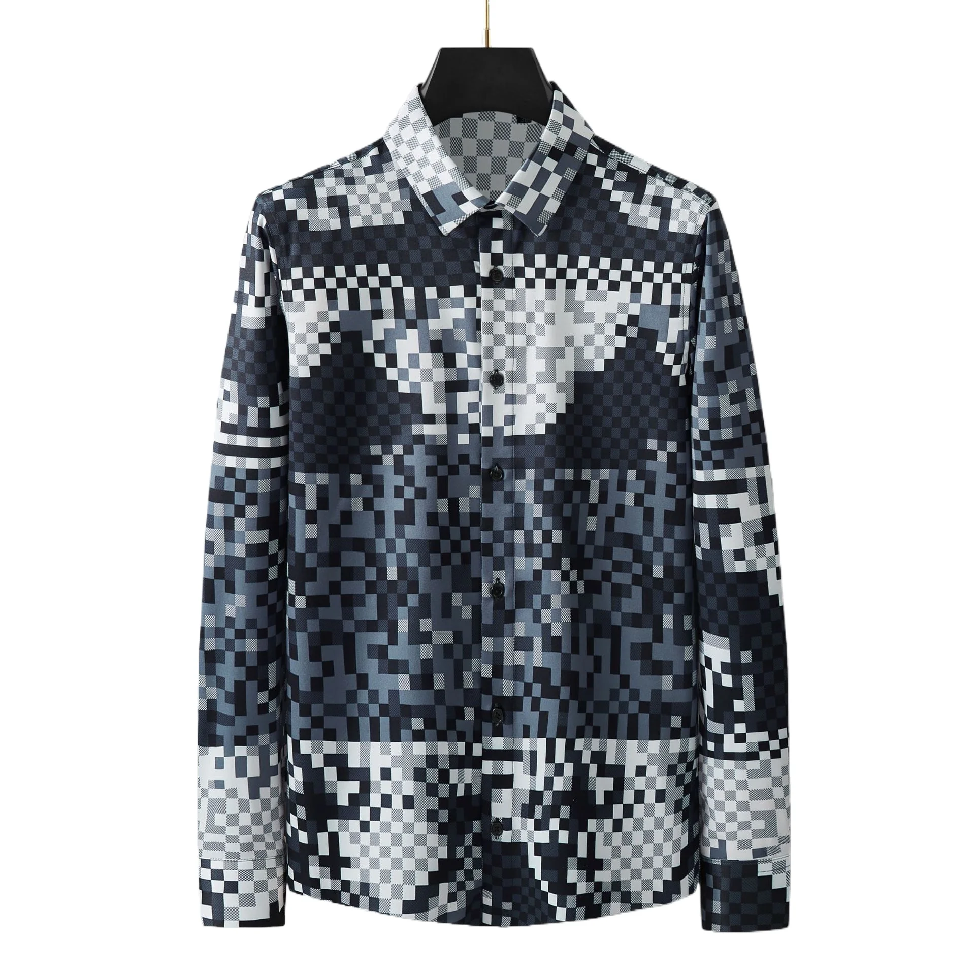 

Мужская рубашка в клетку с длинным рукавом: повседневная, деловая, для выступлений, уличная мода, сценический стиль, элегантная одежда для мужчин