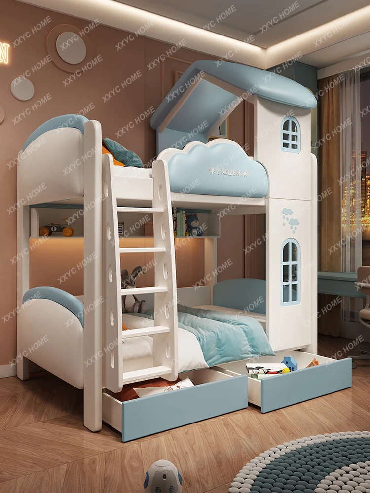 Cama de altura ajustable para niños, litera con agujero en el árbol, apartamento pequeño para niña, cama de arriba y abajo, Castillo de princesa, casa del árbol