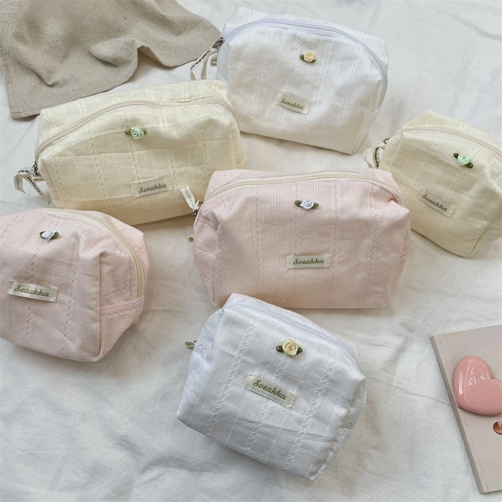 

Makeup Bag Cute Cosmetic Bag Yellow Pink White Makeup Pouch Travel Toiletry Cosmetic Organizer Storage Bag for Women
