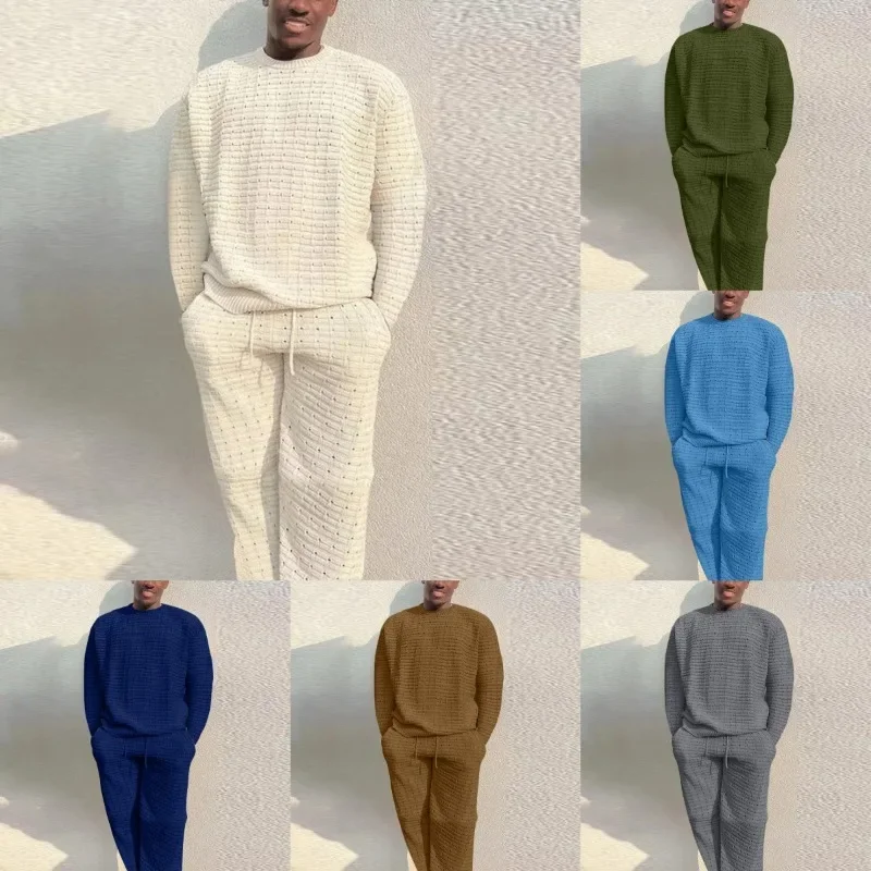 

Men Suits Summer Autumn Knit Pullover Tops Pants Shorts Two-piece Sets Streetwear Sweatshirts Casual Men Clothes New Sweatpants
