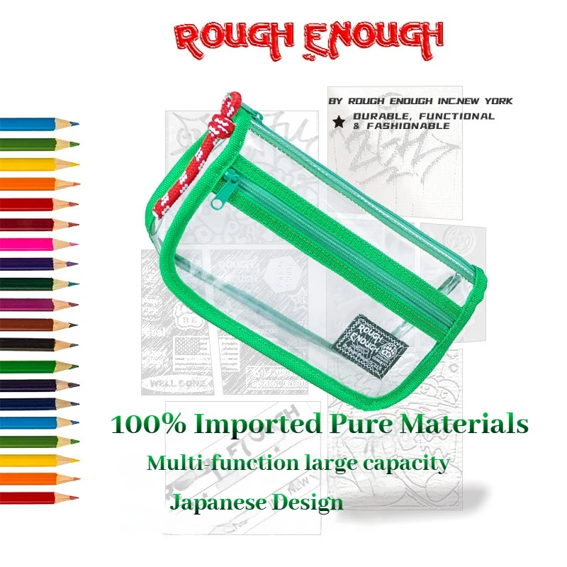 RGH  Transparent Pencil Case, Ins Japanese Style Waterproof Student Stationery Bag, Aesthetic Exam Pen Pouch for Girls
