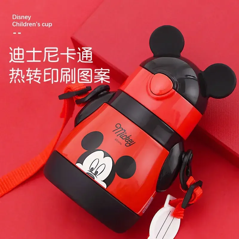 Mickey Minnie new cute and fun cartoon pattern portable straw-type stainless steel fall-resistant thermos cup for boys and girls