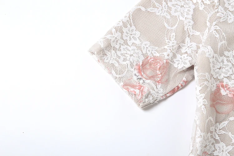 Weird Puss Sexy 2-teiliges Set für Damen, durchsichtiges Jacquard-T-Shirt mit Rundhalsausschnitt + Rock mit elastischem Bund und Schleifendekoration, schickes Sommer-Party-Outfit – Detail 9