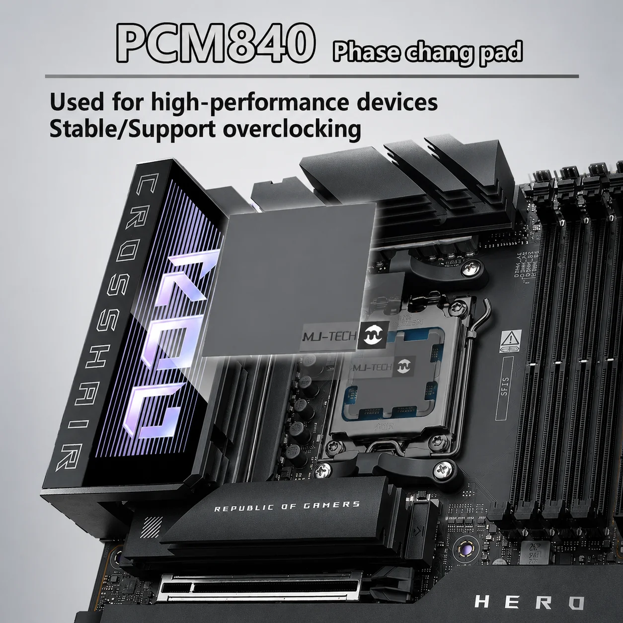 MJ-TECH PCM840 Phase Change Thermal Pad 8.4W/mK Thermal Grease Pad for CPU GPU Laptop PC Cooling 45°C 0.2/0.25mm