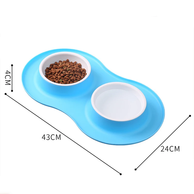 Anti-splash Double Food Bowls For Large Dogs Silicone Dog Bowl Mat Water Drinking Bowl For Cats Anti Slip Dog Dish Accessories