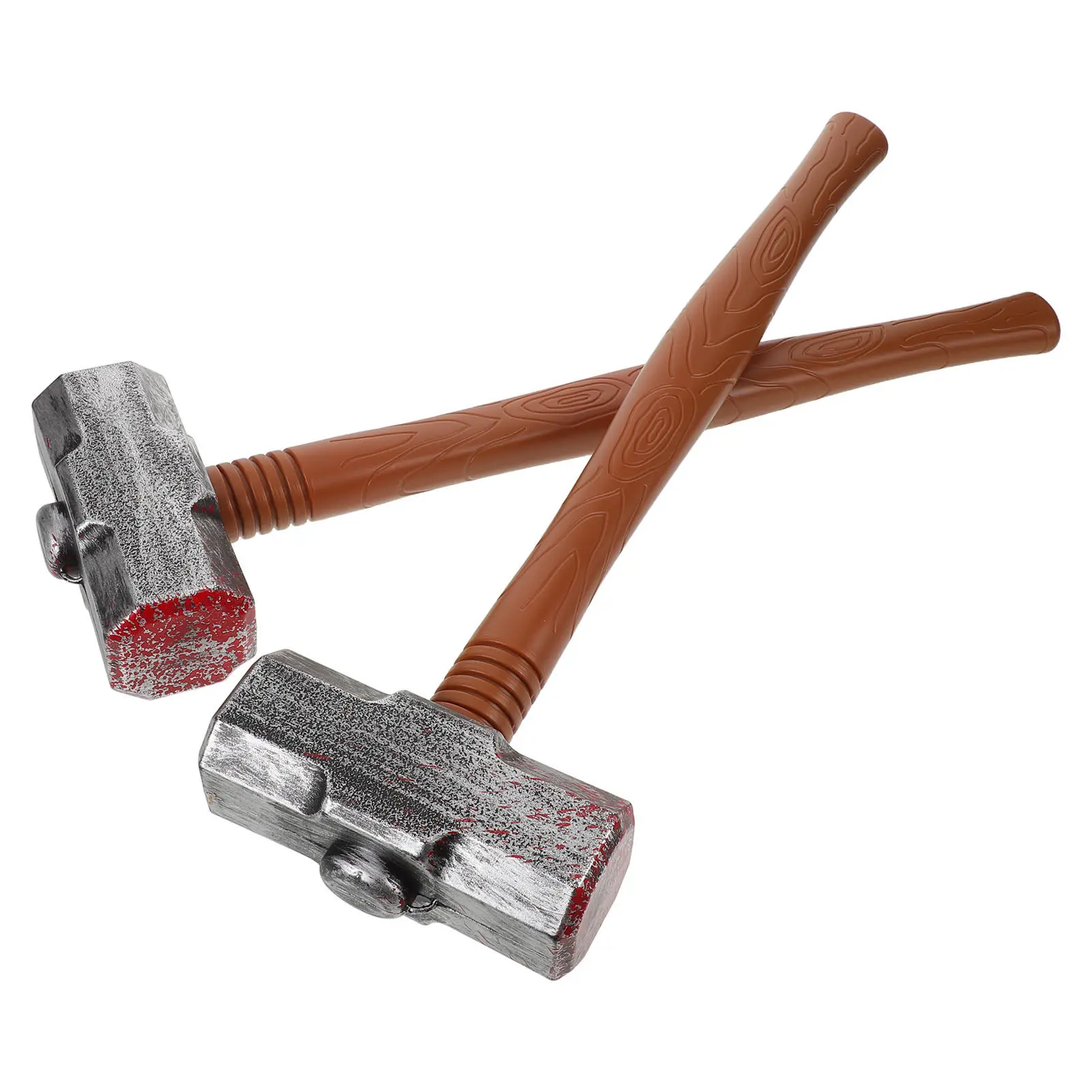 

2Pcs Lifelike Plastic Hammer Props Halloween Party Cosplay Kids Pretend Play Decoration Lightweight Easy Clean Safe for Children
