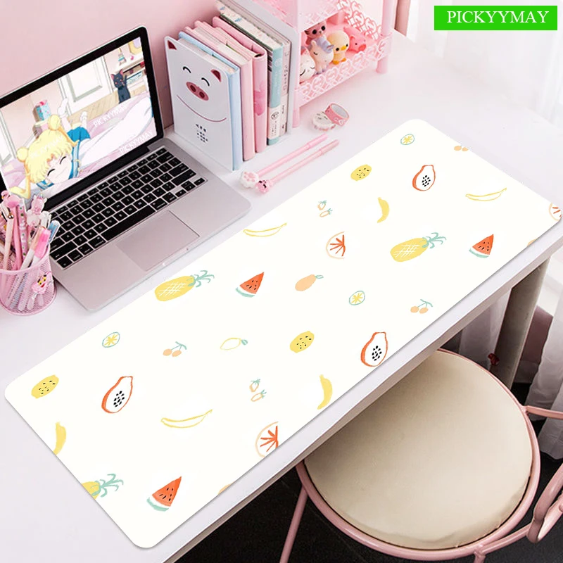 Large Kawaii Mousepad Cute Fruit Mouse Pad Compute Mouse Mat Gamer Stitching Desk Mat For PC Keyboard Mat Mouse Carpet 400x900mm