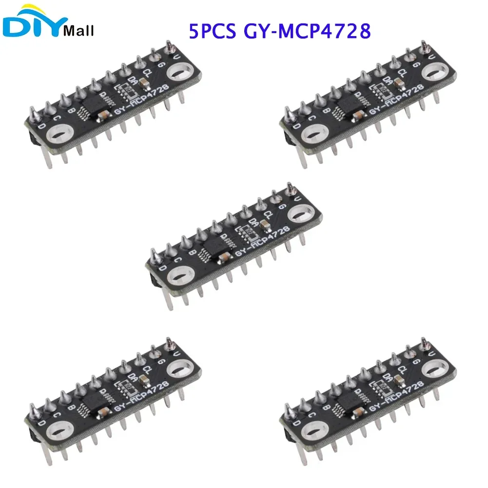 5pcs GY-MCP4728 12 Bit 12bits I2C Digital to Analog Converter DAC Breakout Sensor Module Soldered Pin Headers MCP4728