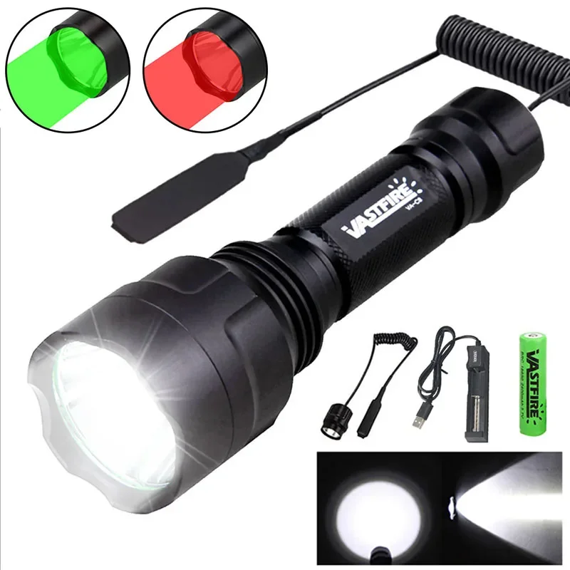Super latarka LED C8 1-tryb 350 lm 600-800 jardów zasięg taktyczna latarka Led na polowanie do nocnej jazdy Camping piesze wycieczki za pomocą 18650
