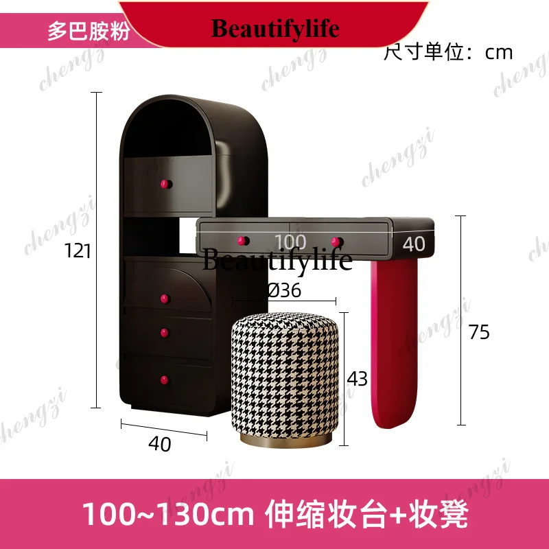 M178  Wooden Modern Vanity Table Dest Purple Luxury Space Saving Makeup Vanity Desk Mirror Drawer Penteadeira Feminina