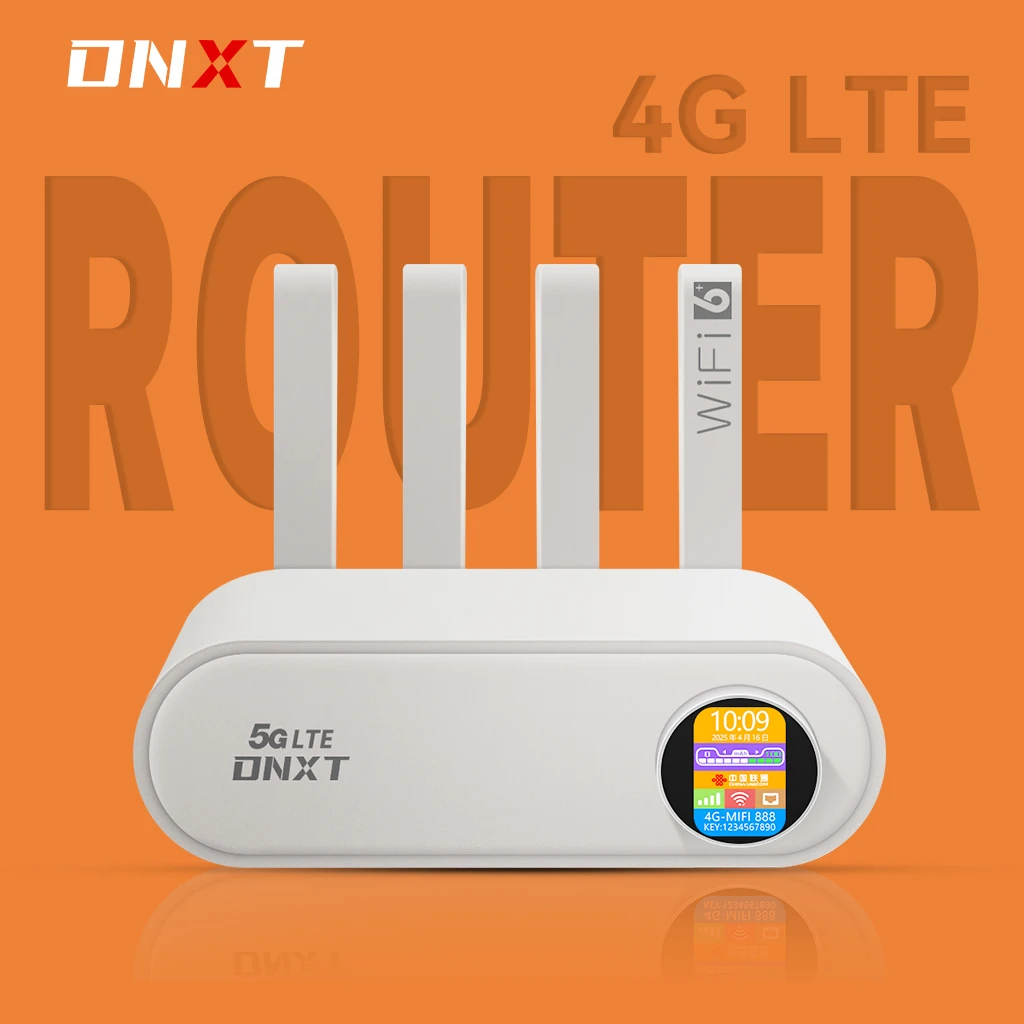 

DNXT WR860 WIFI6 4G Router with SIM Card Slot, Built in 5000mAh Battery, 4 Antennas and 4 Ethernet Ports