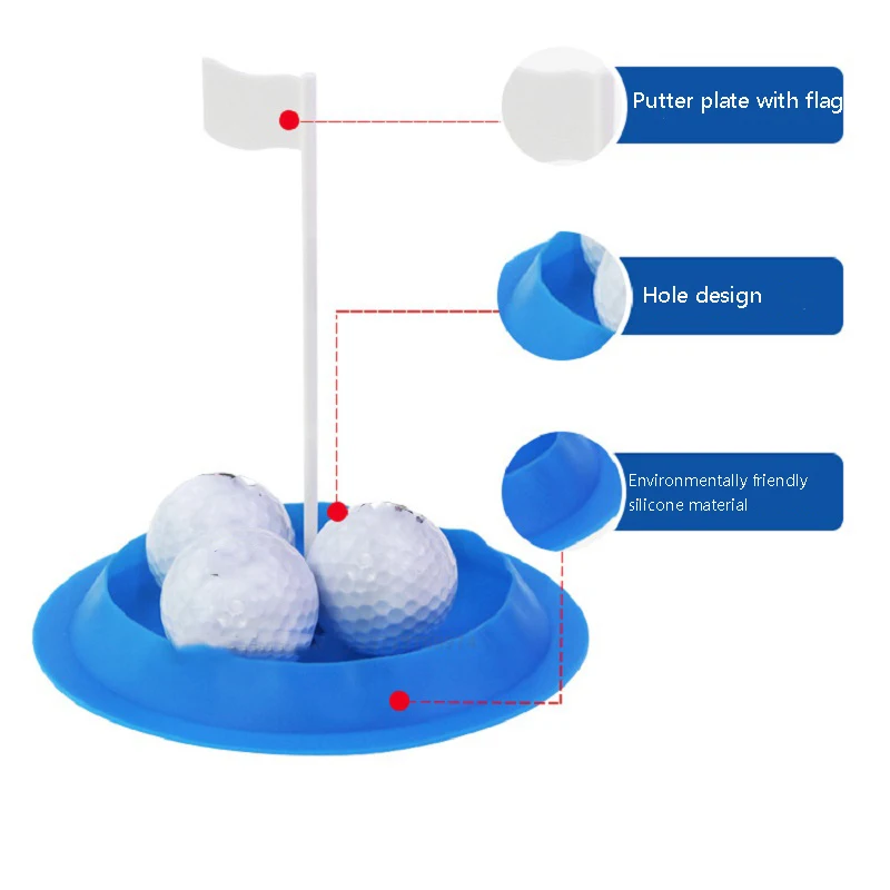 كوب وضع الجولف من جميع الاتجاهات، أداة تدريب المطاط الناعم، أداة تدريب العلم الأخضر، قرص ممارسة الجولف في الهواء الطلق