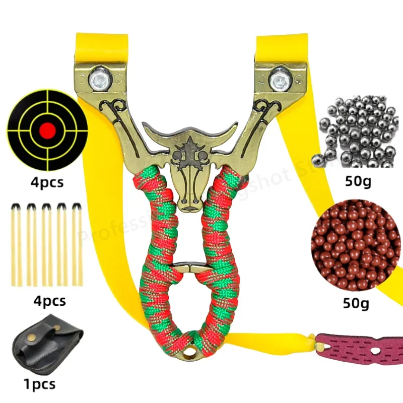 

Alloy Clip Slingshot for Outdoor Hunting Flat Rubber Band High Precision Five Line Sight Fast Pressure Shooting