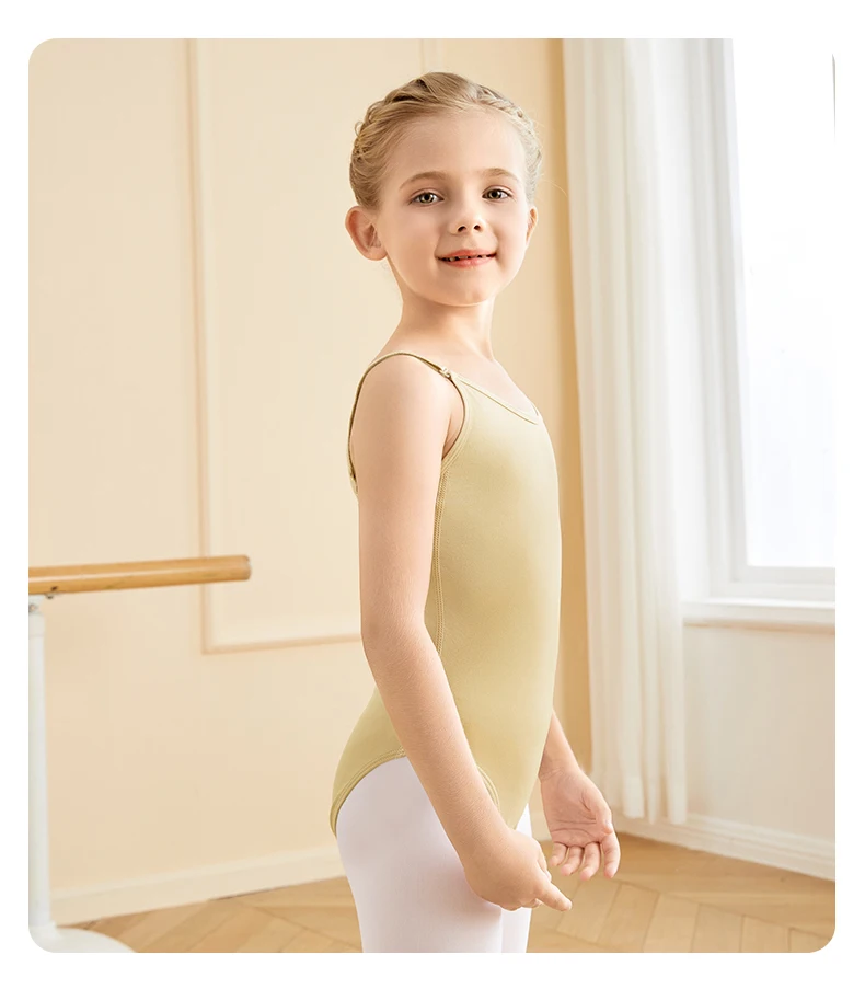 Ballett-Trikots für Mädchen und Kinder, nackt, nahtlos, Leibchen, verstellbarer Schultergurt, Tanz-Body, Gymnastik-Trikot, Unterwäsche – Detail 5