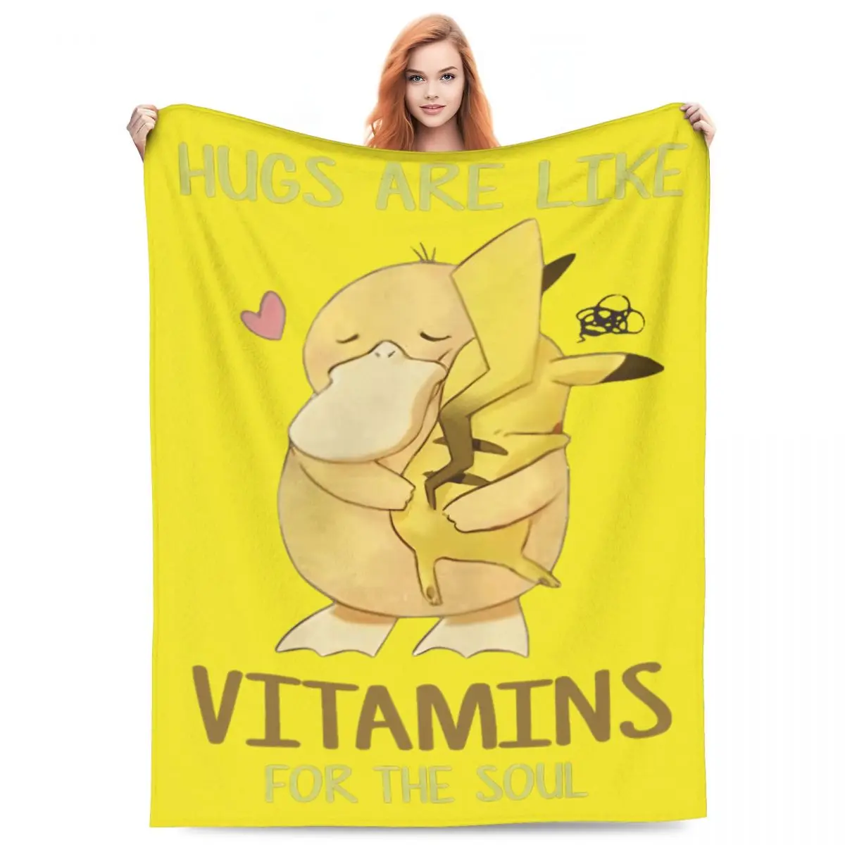 

Psyduck Hug Like Vitamins For The Soul Вязаные одеяла Фланелевые супер теплые пледы с покемонами Дорожный коврик для кровати