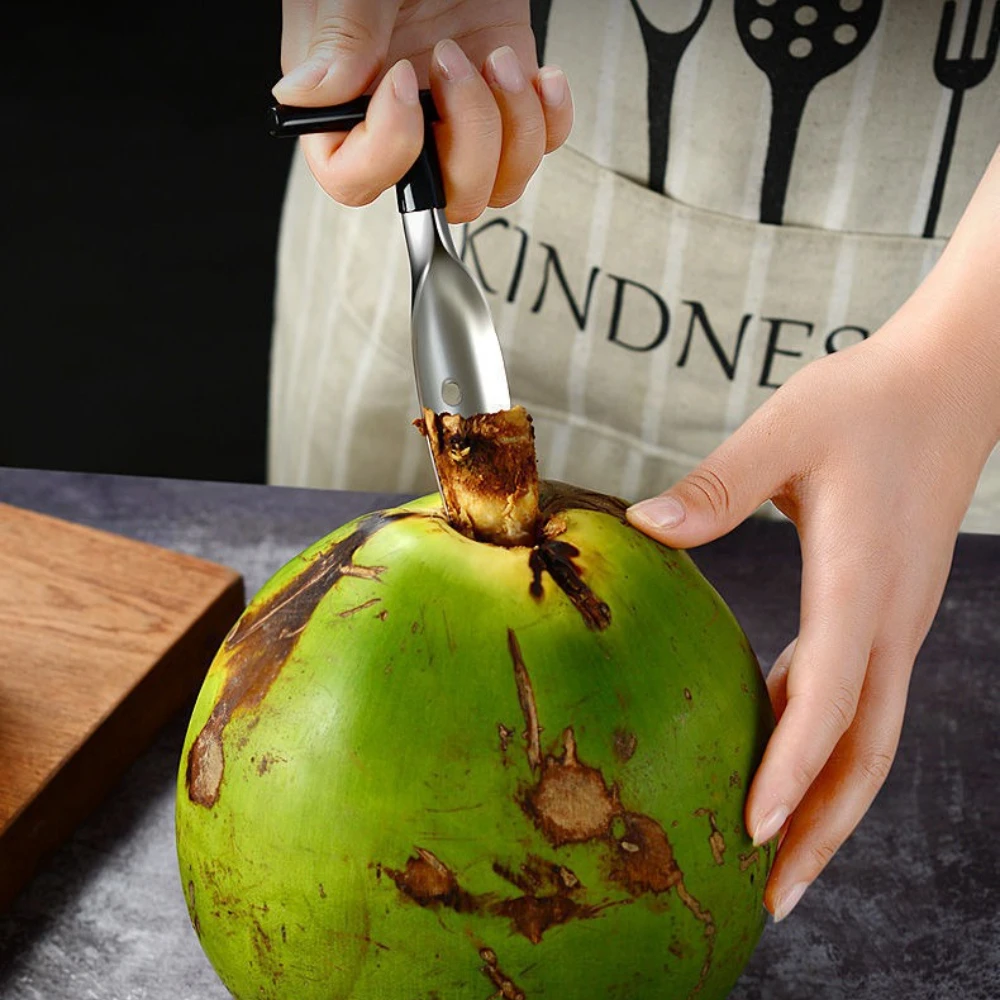 2 قطعة أداة فتاحة جوز الهند من الفولاذ المقاوم للصدأ فتاحة زجاجات جوز الهند آمنة ومريحة أداة ثقب مثقاب كوكو