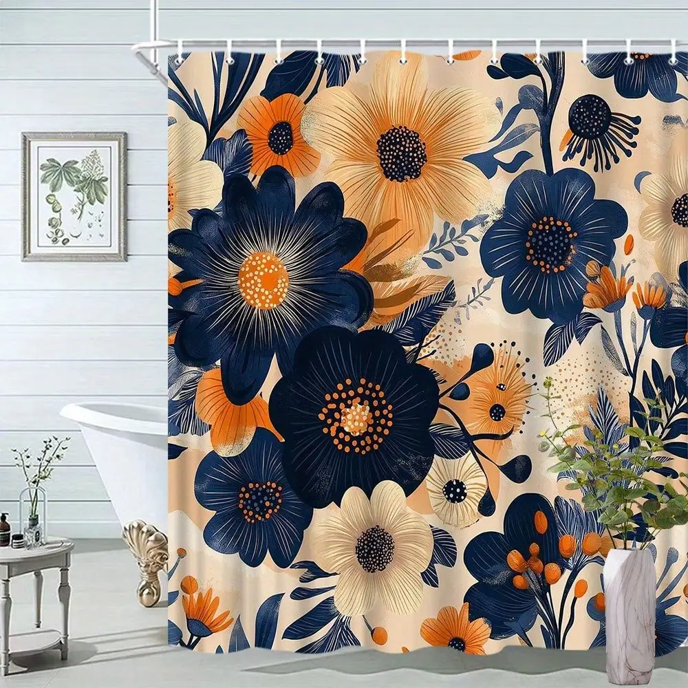 

1/4pc Floral Pattern Bathroom Decor Set, Polyester Fabric, Bathroom Accessories Includes Bathroom Rug, 2D Flat U-Shaped Mat