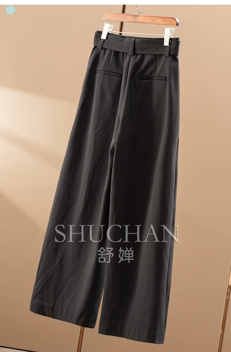 Celana Kaki Lebar Lurus Pinggang Tinggi Longgar dan Mudah Wanita 16E5 Pantalon Mujer Verano 2025 Musim Gugur