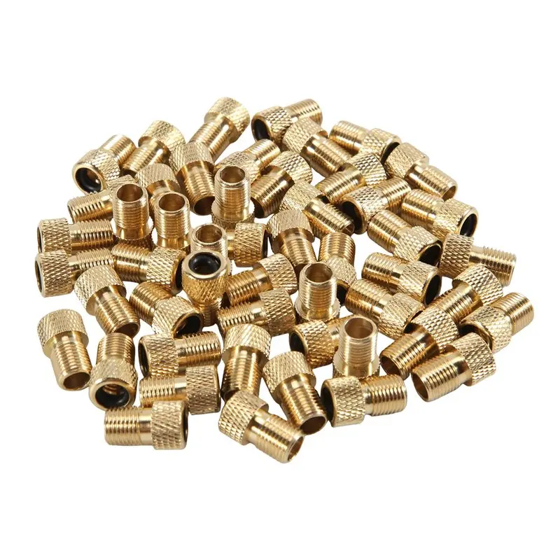 A89E-50Pcs Bike Valve Adaptor Pump Bicycle Convert Presta To Schrader Copper Valve Adaptor Gas Nozzle Tube Cycling Tool
