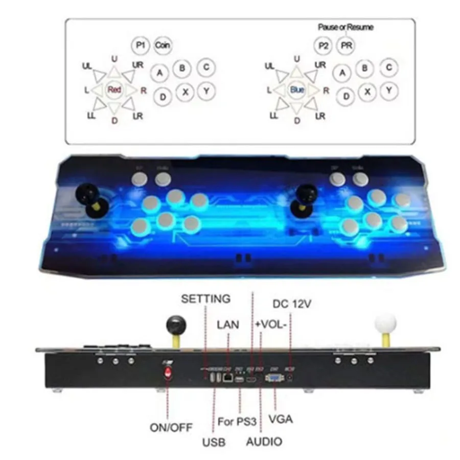 Pandora Box EX2 Arcade Console, 3D WiFi Arcade Machine, 10000 Games, S812, Zero Delay, 6 Buttons Joystick, 2 Player Controller