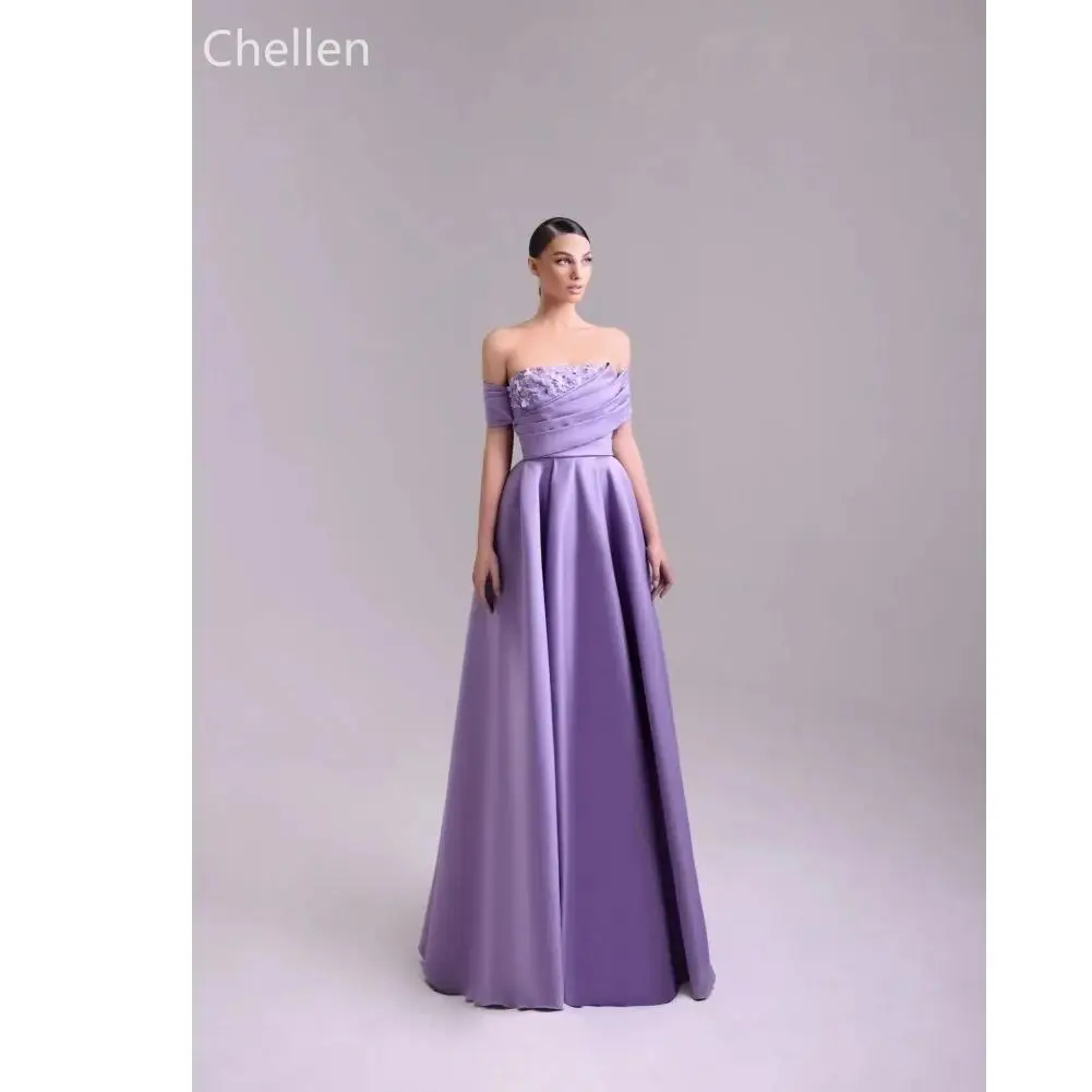 Robes de bal sans bretelles avec perles violettes personnalisées, élégantes, longueur au sol, robes de fête