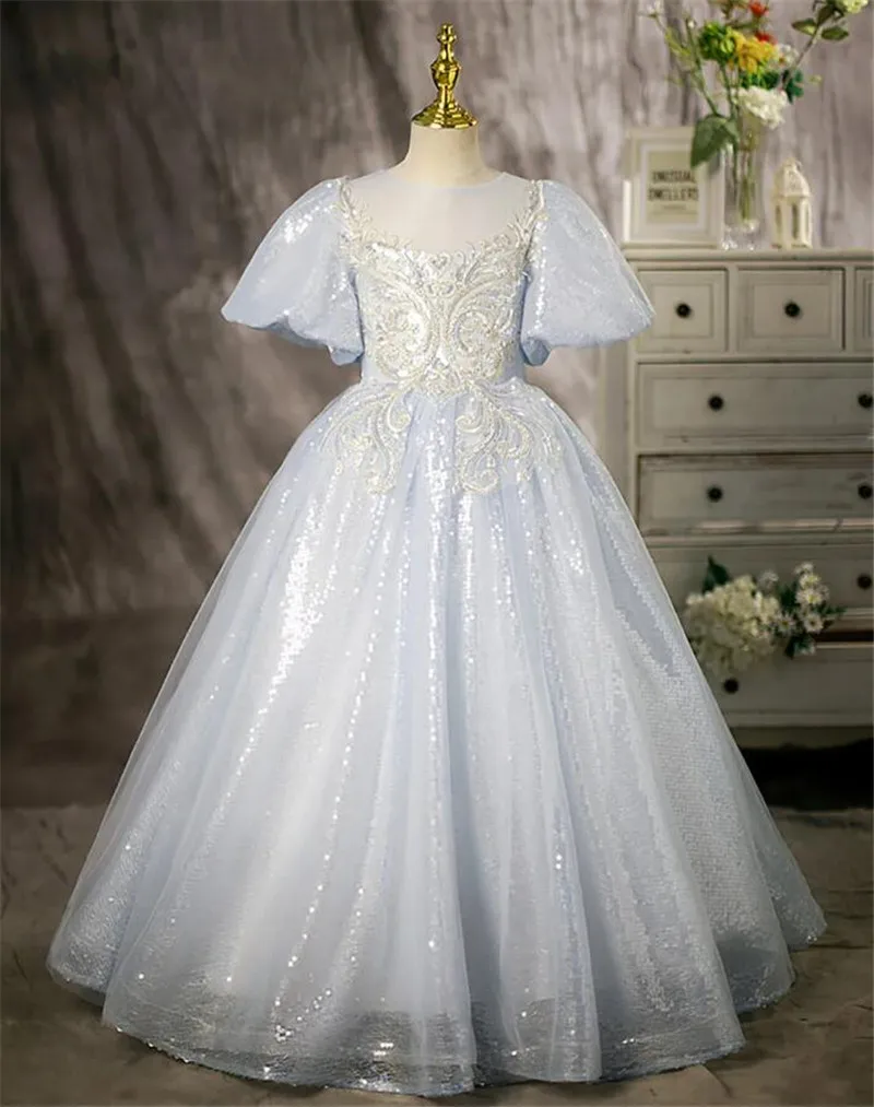 

Girls Birthday Dresses for Kids Children Princess Party Dress Elegant Wedding Gown Vestidos for 1-14 Yrs Christmas Dress