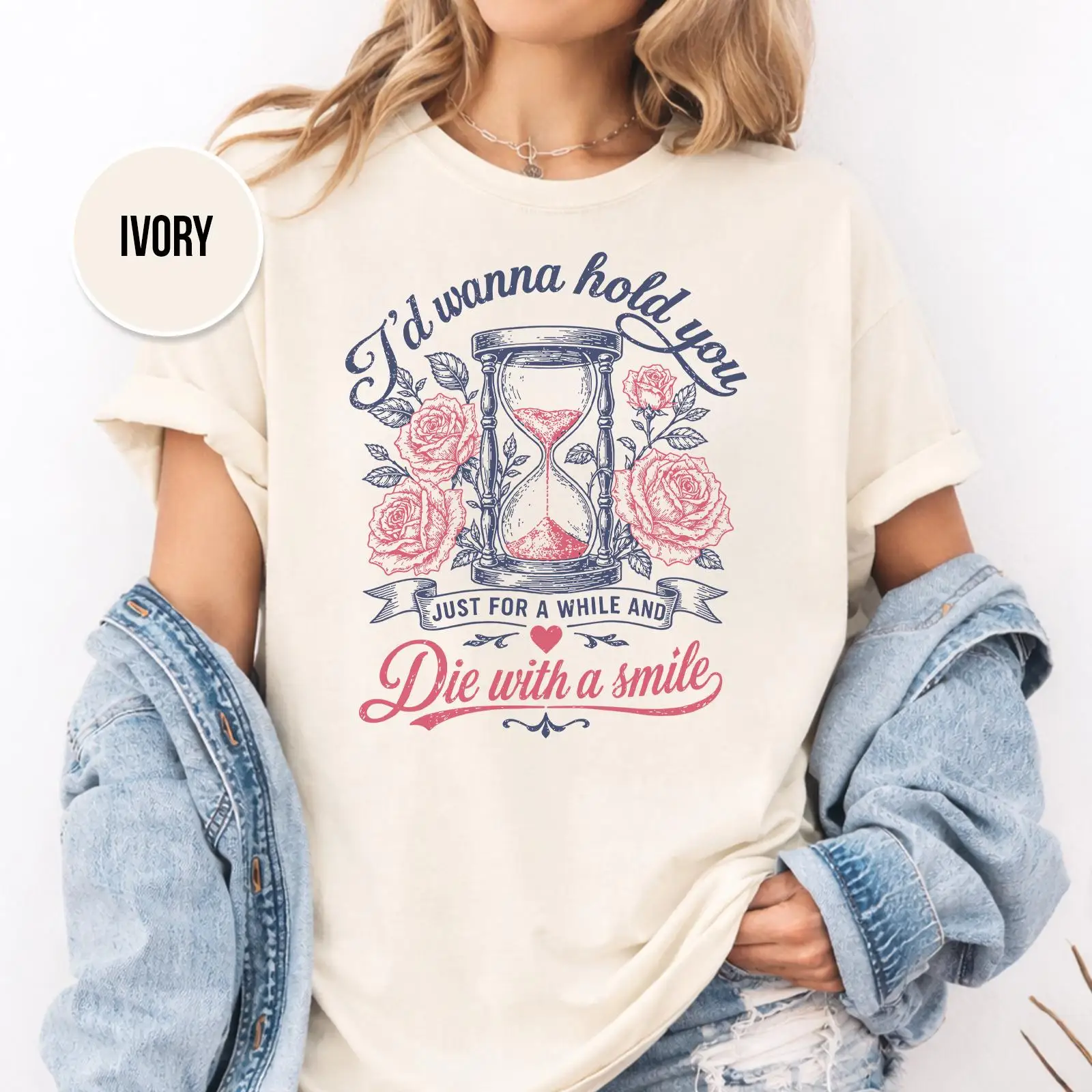 Camiseta de verano de talla grande para mujer con estampado de Die with A Smile, de algodón, transpirable, elegante, versátil, estilo urbano, extragrande
