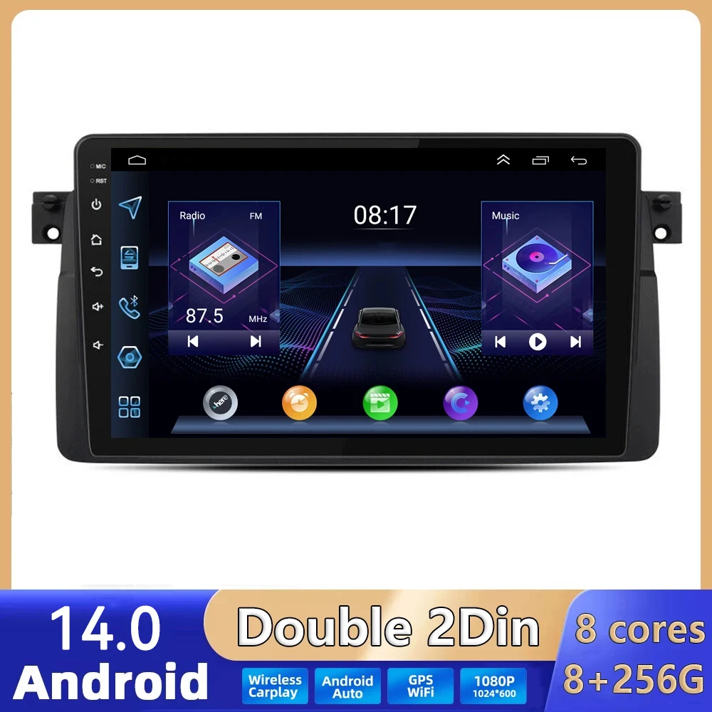 2Din Car Radio For BMW E46 M3 318/320/325/330/335 1998-2006 4G Android 14.0 Navigation GPS Car Stereo Multimedia Video Player