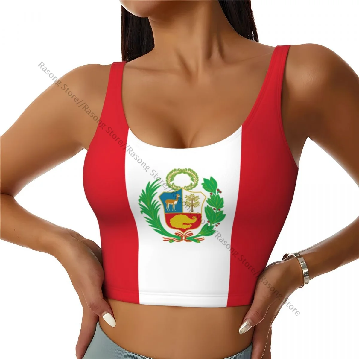 Sports Bra Women Running Yoga Clothes Vest Peru Flag Gathering Fitness Vest