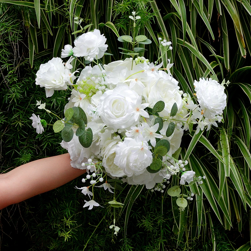 40 cm Neue Simulierte Weiße Blume Ball Hochzeit Decor Pfingstrose Rose Blume Ball Party Hochzeit Bühne T Bühne Straße Führende dekor Blumen – Detail 9