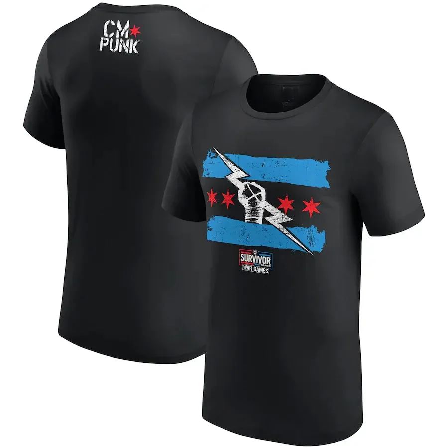 2024 yaz erkek 3D baskılı güreşçi cm punk T-shirt çocuk sokak spor büyük boy üst