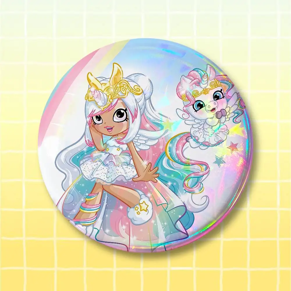 S-Shopkins Cute Pin Buttons Round Badge for Clothes Bags Hats Pins Accessories Backpacks Tote Bags Outfit Decor