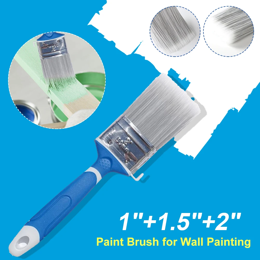 Pincel plano para pintura de pared, mango de goma Para manchas de pintura a base de agua, barniz, revestimiento Interior y Exterior