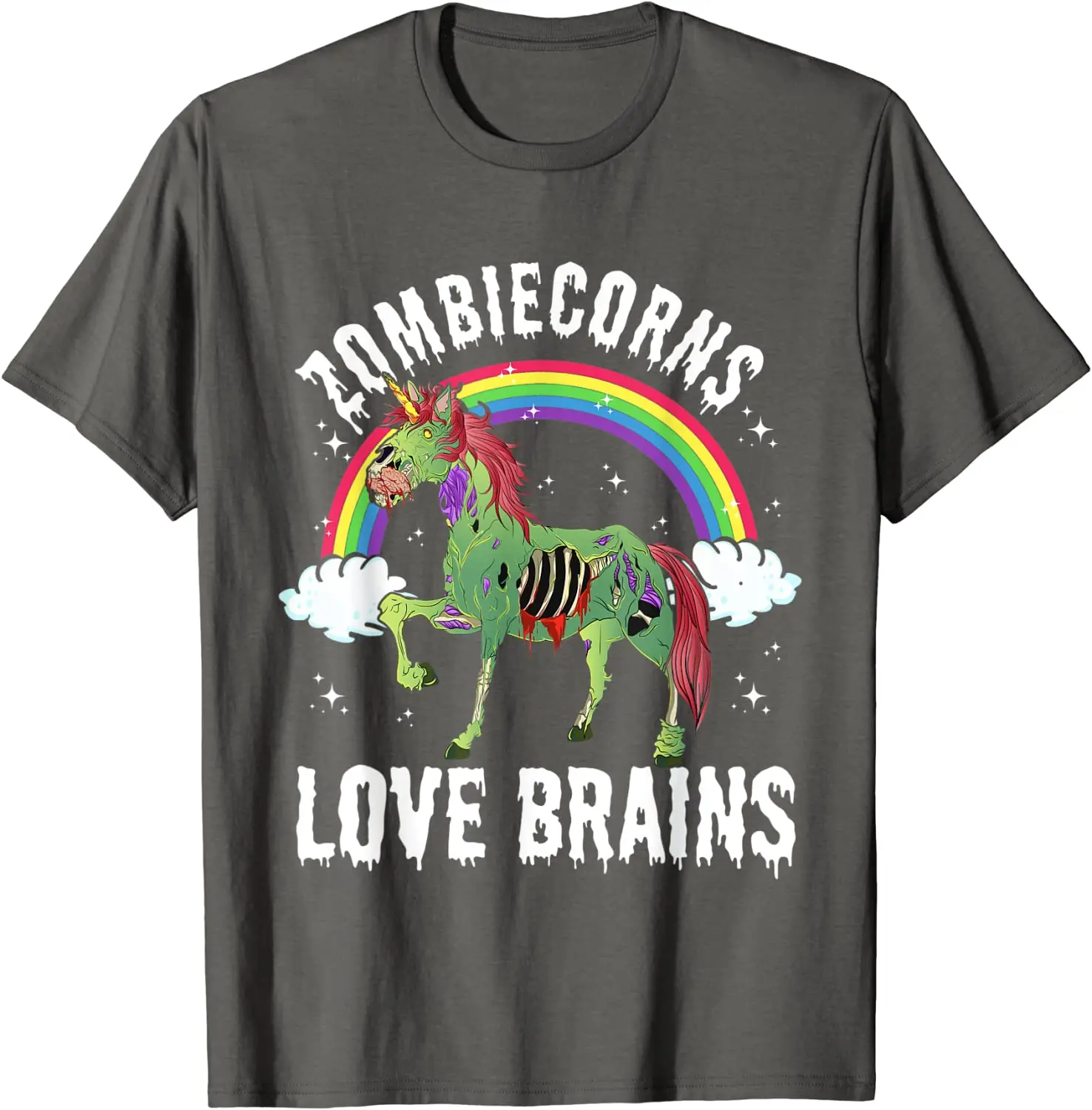 Zombiecorns Love Brains Zombie Unicorn Rainbow Halloween T-Shirt Cotton Men Top T-shirts Custom T Shirt Popular Simple Style