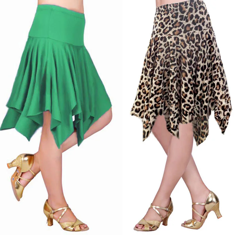 Latin Dance Woman Skirt For Sale Red Black Leopard Cha Cha Rumba Samba Tango Dresses For Dancing Practice Performamnce Dancewear