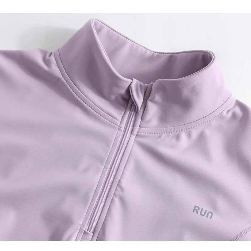 DRUR 5-Colors Long Sleeve Yoga Tops and Gym Clothes Women Quick Dry Quarter Zip Pullover Crop Slim Fit Running Athletic Shirts view 5