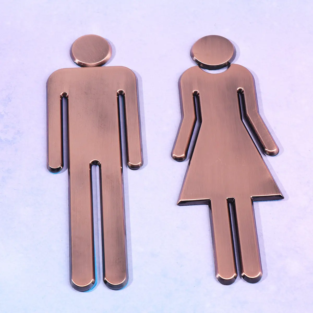1 set 1 Set Sign Men Women Toilet Symbol Abs Wall Sticker For Office Hotel Restroom Sign Restroom Decor Bronze