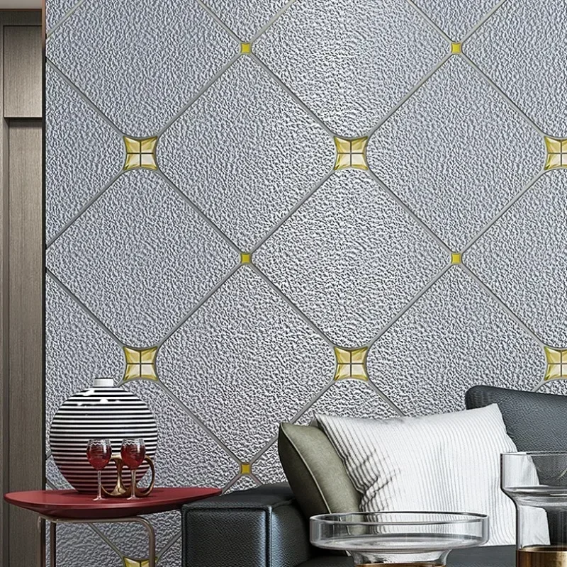 Diamond Inlaid Deer Skin Velvet Thickened Wallpaper Modern Simple Non Woven Rhomb Shaped Wallpaper For Living Room