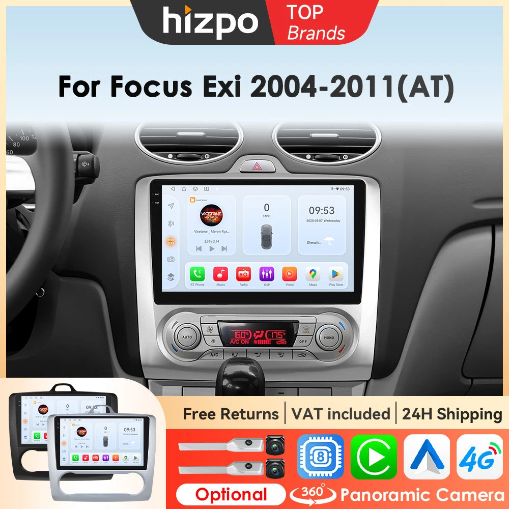 Hizpo Android Auto Autoradio Per Ford Focus 2 3 Mk2/Mk3 Exi AT 2004-2011 Lettore Video Multimediale GPS 4G Carplay Unità di Testa Stereo