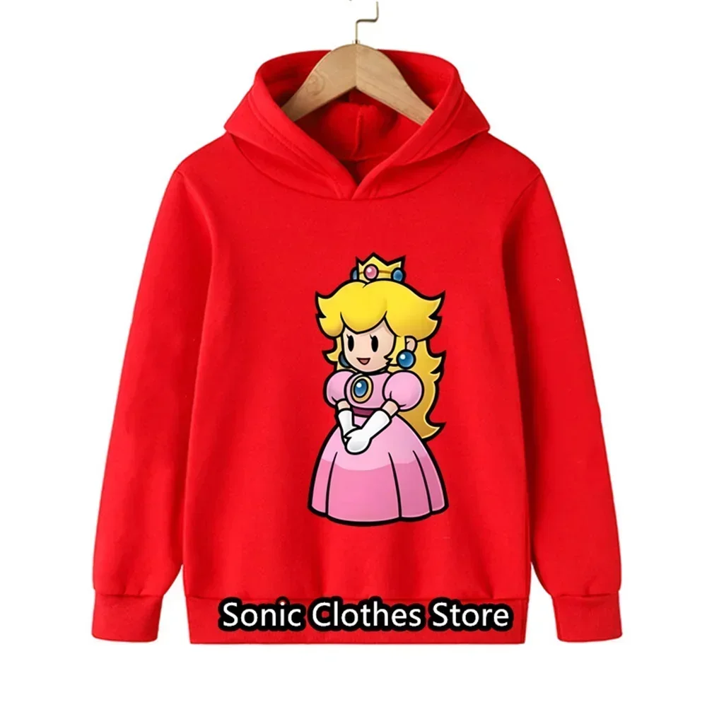 أزياء الأطفال لعبة ماريوس البلوز للبنين والبنات الكرتون البلوز الأطفال الدافئة هوديي الأميرة الخوخ قمم