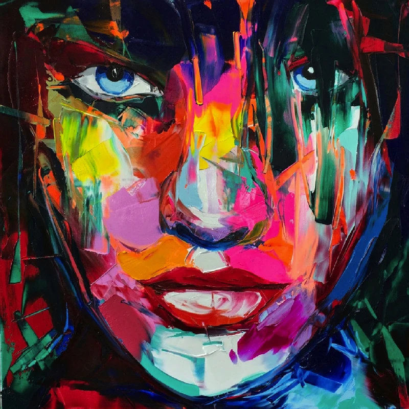 Artcozy Francoise Nielly Knife Spray Canvas Painting Abstract Portrait Face Oil Paint Figure Wall Art Pictures Home Decoration
