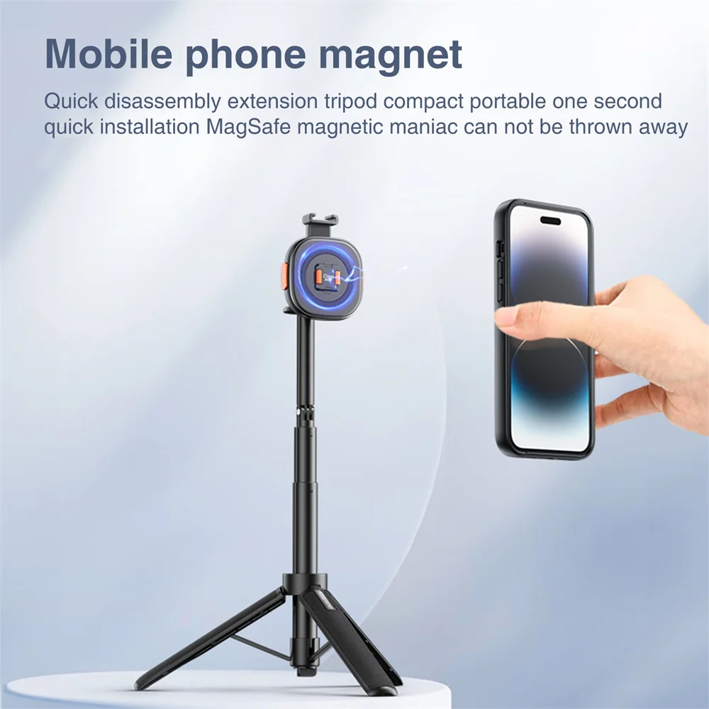 VRIG MG-16L Claw MINI Magnetic Tripod Selfie Stick Phone Tripod Mount for Magsafe Iphone 15 14 13 12 Android Handheld Tripod