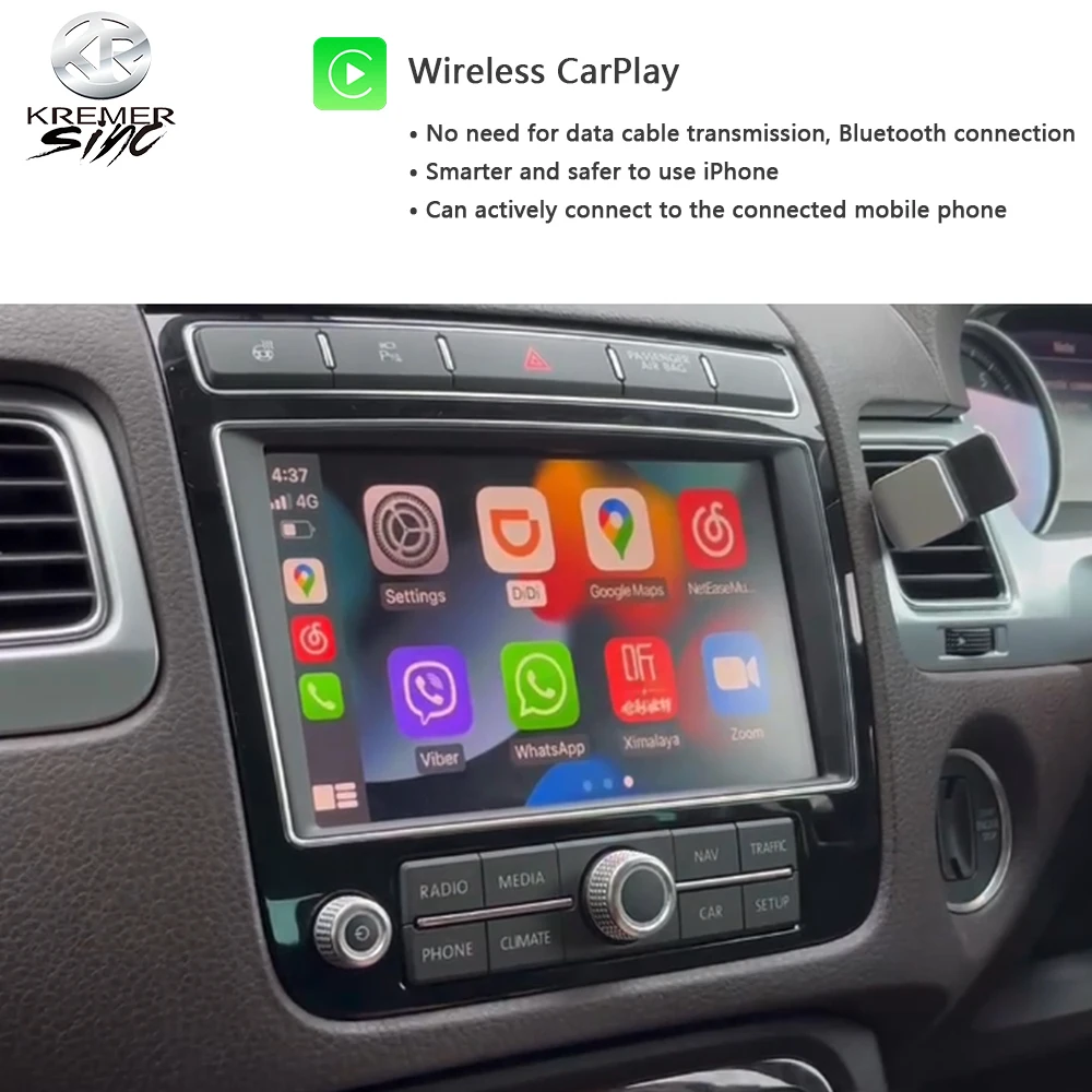 Wireless CarPlay AndroidAuto Smart Module for Volkswagen Touareg RNS850 2012-2018 RCD550 2010-2018 OEM Microphone